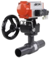 Изображение товара Кран шаровой ALSO КШ.П.Р.125.25-01 Ду125 Ру25 стандартнопроходной, под приварку, корпус - сталь 20, уплотнение - PTFE, управление - пневмопривод DN.ru PA-DA-130 с пневмораспределителем DN.ru-4М310-08 220В NAMUR и ручным дублером HDM-3