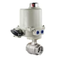 Изображение товара Кран шаровой DN.ru BV3232P(2pc)-FP-T-ISO-H Ду40 Ру63 полнопроходной двухходовой, нержавеющая сталь SS316, внутренняя резьба, уплотнение - PTFE, с электроприводом ГЗ-ОФВ-45/11К 380В