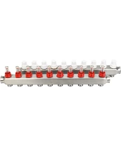 Коллекторная группа DN.ru GC1-31-10 1″ Ду25 Ру10 отводов — 10, в сборе с расходомерами и терморегулирующими клапанами, без переходников, корпус - нержавеющая сталь AISI 304