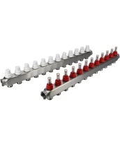 Коллекторная группа DN.ru GC1-31-12 1″ Ду25 Ру10 отводов — 12, в сборе с расходомерами и терморегулирующими клапанами, без переходников, корпус - нержавеющая сталь AISI 304