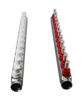 Коллекторная группа DN.ru GC1-31-12 1″ Ду25 Ру10 отводов — 12, в сборе с расходомерами и терморегулирующими клапанами, без переходников, корпус - нержавеющая сталь AISI 304
