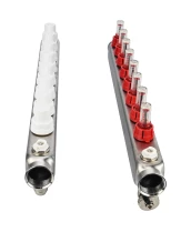 Коллекторная группа DN.ru GC2-31-8 1″ Ду25 Ру10 отводов — 8, в сборе с расходомерами и терморегулирующими клапанами, дренажным краном и воздухоотводчиком, с заглушками, без переходников, корпус - нержавеющая сталь AISI 304
