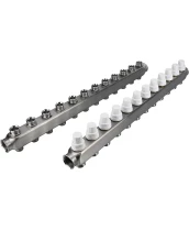 Коллекторная группа DN.ru GC3-31-12 1″ Ду25 Ру10 отводов — 12, в сборе с терморегулирующими клапанами и запорно-балансировочными клапанами, без переходников, корпус - нержавеющая сталь AISI 304