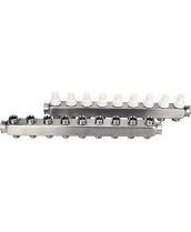 Коллекторная группа DN.ru GC3-31-9 1″ Ду25 Ру10 отводов — 9, в сборе с терморегулирующими клапанами и запорно-балансировочными клапанами, без переходников, корпус - нержавеющая сталь AISI 304