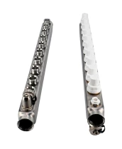 Коллекторная группа DN.ru GC4-31-10 1″ Ду25 Ру10 отводов — 10, в сборе с терморегулирующими клапанами и запорно-балансировочными клапанами, дренажным краном и воздухоотводчиком, с заглушками, без переходников, корпус - нержавеющая сталь AISI 304