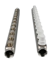 Коллекторная группа DN.ru GC4-31-11 1″ Ду25 Ру10 отводов — 11, в сборе с терморегулирующими клапанами и запорно-балансировочными клапанами, дренажным краном и воздухоотводчиком, с заглушками, без переходников, корпус - нержавеющая сталь AISI 304