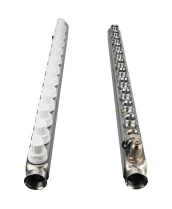 Коллекторная группа DN.ru GC4-31-12 1″ Ду25 Ру10 отводов — 12, в сборе с терморегулирующими клапанами и запорно-балансировочными клапанами, дренажным краном и воздухоотводчиком, с заглушками, без переходников, корпус - нержавеющая сталь AISI 304