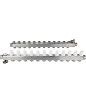 Коллекторная группа DN.ru GC4-31-12 1″ Ду25 Ру10 отводов — 12, в сборе с терморегулирующими клапанами и запорно-балансировочными клапанами, дренажным краном и воздухоотводчиком, с заглушками, без переходников, корпус - нержавеющая сталь AISI 304