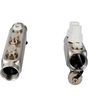 Коллекторная группа DN.ru GC4-31-2 1″ Ду25 Ру10 отводов — 2, в сборе с терморегулирующими клапанами и запорно-балансировочными клапанами, дренажным краном и воздухоотводчиком, с заглушками, без переходников, корпус - нержавеющая сталь AISI 304