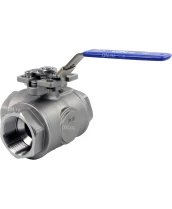 Кран шаровой DN.RU BV3232P(4pc)-SP-3WT-T-ISO-H Ду40 Ру63, 3-ходовой T-тип стандартнопроходной, внутренняя резьба, уплотнение - PTFE, материал корпуса - нержавеющая сталь SS316 с ISO фланцем и рукояткой