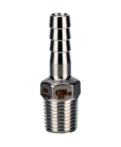 Штуцер елочка DN.ru BF31-T-3/8-10 3/8″х10мм Ду10 Ру16 шланговый, корпус - нержавеющая сталь AISI 304 (CF8), присоединение - наружная резьба/штуцер