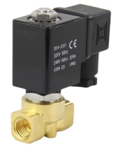 Клапан электромагнитный DN.ru VS700-PT-NC-220VAC 1/2″ Ду15 Ру10 соленоидный двухходовой, корпус - латунь, уплотнение - PTFE, присоединение - внутренняя резьба, прямого действия, нормально закрытый, с нулевым перепадом давления, катушка - 220В