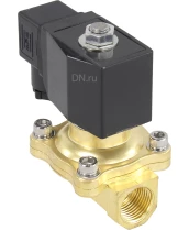 Клапан электромагнитный DN.ru VS200-VT-NC-24VDC 1/2″ Ду15 Ру7, соленоидный двухходовой, корпус - латунь, уплотнение - Viton, резьбовой, нормально-закрытый, прямого действия, катушка - 24В