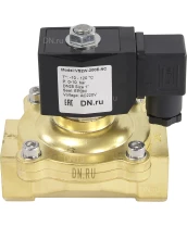 Клапан электромагнитный DN.ru VS200-ET-NC-220VAC 1″ Ду25 Ру10, соленоидный двухходовой, корпус - латунь, уплотнение - EPDM, резьбовой, нормально-закрытый, прямого действия, катушка - 220В