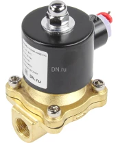 Клапан электромагнитный DN.ru VS100-ET-NC-220VAC 3/8″ Ду10 Ру10, соленоидный двухходовой, корпус - латунь, уплотнение - EPDM, резьбовой, нормально-закрытый, прямого действия, катушка - 220В