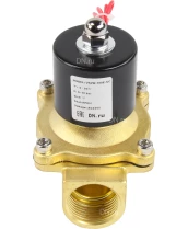 Клапан электромагнитный DN.ru VS100-ET-NC-220VAC 1″ Ду25 Ру10, соленоидный двухходовой, корпус - латунь, уплотнение - EPDM, резьбовой, нормально-закрытый, прямого действия, катушка - 220В