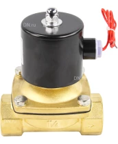 Клапан электромагнитный DN.ru VS100-NT-NC-24VDC 1 1/4″ Ду32 Ру10, соленоидный двухходовой, корпус - латунь, уплотнение - NBR, резьбовой, нормально-закрытый, прямого действия, катушка - 24В