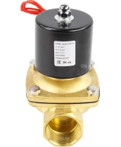 Клапан электромагнитный DN.ru VS100-ET-NC-220VAC 1 1/4″ Ду32 Ру10, соленоидный двухходовой, корпус - латунь, уплотнение - EPDM, резьбовой, нормально-закрытый, прямого действия, катушка - 220В