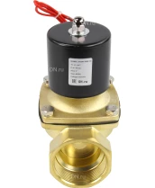 Клапан электромагнитный DN.ru VS100-ET-NC-220VAC 2″ Ду50 Ру10, соленоидный двухходовой, корпус - латунь, уплотнение - EPDM, резьбовой, нормально-закрытый, прямого действия, катушка - 220В
