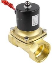 Клапан электромагнитный DN.ru VS100-ET-NC-220VAC 2″ Ду50 Ру10, соленоидный двухходовой, корпус - латунь, уплотнение - EPDM, резьбовой, нормально-закрытый, прямого действия, катушка - 220В