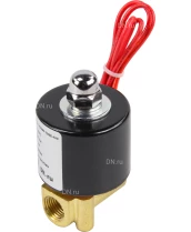 Клапан электромагнитный DN.ru VS100-ET-NC-220VAC 1/4″ Ду8 Ру10, соленоидный двухходовой, корпус - латунь, уплотнение - EPDM, резьбовой, нормально-закрытый, прямого действия, катушка - 220В