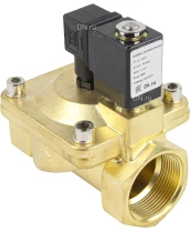 Клапан электромагнитный DN.ru VS400-NT-NC-220VAC 1 1/2″ Ду40 Ру16, соленоидный двухходовой, корпус - латунь, уплотнение - NBR, резьбовой, нормально-закрытый, пилотный, катушка - 220В