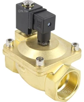Клапан электромагнитный DN.ru VS400-ET-NC-220VAC 1 1/2″ Ду40 Ру16, соленоидный двухходовой, корпус - латунь, уплотнение - EPDM, резьбовой, нормально-закрытый, пилотный, катушка - 220В