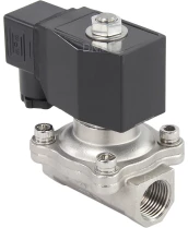 Клапан электромагнитный DN.ru VS231-ET-NC-220VAC 1/2″ Ду15 Ру10, соленоидный двухходовой, корпус - нержавеющая сталь 304, уплотнение - EPDM, резьбовой, нормально-закрытый, прямого действия, катушка - 220В