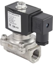 Клапан электромагнитный DN.ru VS231-ET-NC-220VAC 1/2″ Ду15 Ру10, соленоидный двухходовой, корпус - нержавеющая сталь 304, уплотнение - EPDM, резьбовой, нормально-закрытый, прямого действия, катушка - 220В