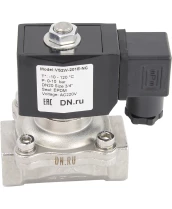 Клапан электромагнитный DN.ru VS231-ET-NC-220VAC 3/4″ Ду20 Ру10, соленоидный двухходовой, корпус - нержавеющая сталь 304, уплотнение - EPDM, резьбовой, нормально-закрытый, прямого действия, катушка - 220В