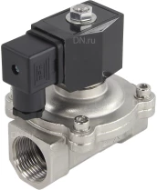 Клапан электромагнитный DN.ru VS231-NT-NC-220VAC 1″ Ду25 Ру10, соленоидный двухходовой, корпус - нержавеющая сталь 304, уплотнение - NBR, резьбовой, нормально-закрытый, прямого действия, катушка - 220В