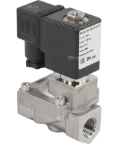 Клапан электромагнитный DN.ru VS431-ET-NC-24VAC 3/8″ Ду10 Ру16 пилотного действия двухходовой, корпус - сталь нержавеющая 304, присоединение - внутренняя резьба, уплотнение - EPDM, нормально-закрытый, катушка - 24В AC