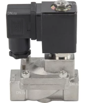 Клапан электромагнитный DN.ru VS431-ET-NC-220VAC 3/8″ Ду10 Ру16, соленоидный двухходовой, корпус - нержавеющая сталь 304, уплотнение - EPDM, резьбовой, нормально-закрытый, пилотный, катушка - 220В