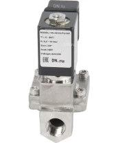 Клапан электромагнитный DN.ru VS431-NT-NC-220VAC 3/8″ Ду10 Ру16, соленоидный двухходовой, корпус - нержавеющая сталь 304, уплотнение - NBR, резьбовой, нормально-закрытый, пилотный, катушка - 220В
