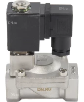 Клапан электромагнитный DN.ru VS431-NT-NC-220VAC 3/4″ Ду20 Ру16, соленоидный двухходовой, корпус - нержавеющая сталь 304, уплотнение - NBR, резьбовой, нормально-закрытый, пилотный, катушка - 220В