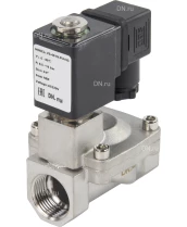 Клапан электромагнитный DN.ru VS431-NT-NC-220VAC 3/4″ Ду20 Ру16, соленоидный двухходовой, корпус - нержавеющая сталь 304, уплотнение - NBR, резьбовой, нормально-закрытый, пилотный, катушка - 220В