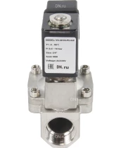 Клапан электромагнитный DN.ru VS431-NT-NC-220VAC 3/4″ Ду20 Ру16, соленоидный двухходовой, корпус - нержавеющая сталь 304, уплотнение - NBR, резьбовой, нормально-закрытый, пилотный, катушка - 220В