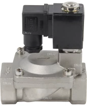 Клапан электромагнитный DN.ru VS431-ET-NC-220VAC 1″ Ду25 Ру16, соленоидный двухходовой, корпус - нержавеющая сталь 304, уплотнение - EPDM, резьбовой, нормально-закрытый, пилотный, катушка - 220В