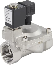 Клапан электромагнитный DN.ru VS431-NT-NC-220VAC 1 1/4″ Ду32 Ру16, соленоидный двухходовой, корпус - нержавеющая сталь 304, уплотнение - NBR, резьбовой, нормально-закрытый, пилотный, катушка - 220В