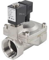 Клапан электромагнитный DN.ru VS431-NT-NC-220VAC 1 1/2″ Ду40 Ру16, соленоидный двухходовой, корпус - нержавеющая сталь 304, уплотнение - NBR, резьбовой, нормально-закрытый, пилотный, катушка - 220В