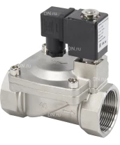 Клапан электромагнитный DN.ru VS431-NT-NC-220VAC 1 1/2″ Ду40 Ру16, соленоидный двухходовой, корпус - нержавеющая сталь 304, уплотнение - NBR, резьбовой, нормально-закрытый, пилотный, катушка - 220В