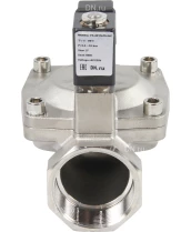 Клапан электромагнитный DN.ru VS431-NT-NC-220VAC 2″ Ду50 Ру16, соленоидный двухходовой, корпус - нержавеющая сталь 304, уплотнение - NBR, резьбовой, нормально-закрытый, пилотный, катушка - 220В