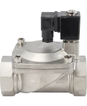 Клапан электромагнитный DN.ru VS431-ET-NC-24VDC 2″ Ду50 Ру16, соленоидный двухходовой, корпус - нержавеющая сталь 304, уплотнение - EPDM, резьбовой, нормально-закрытый, пилотный, катушка - 24В
