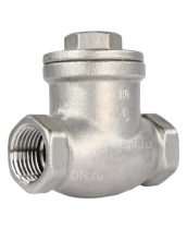 Клапан обратный DN.ru VC3232P-T 1/2″ Ду15 Ру16 муфтовый, поворотный, корпус - нержавеющая сталь, диск - нержавеющая сталь, уплотнение - PTFE