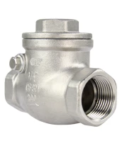 Клапан обратный DN.ru VC3232P-T 3/4″ Ду20 Ру16 муфтовый, поворотный, корпус - нержавеющая сталь, диск - нержавеющая сталь, уплотнение - PTFE