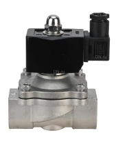 Клапан электромагнитный DN.ru VS331-VT-NO-220VAC 1/2″ Ду15 Ру10, соленоидный двухходовой, корпус - нержавеющая сталь 304, уплотнение - Viton, резьбовой, нормально-открытый, прямого действия, катушка - 220В