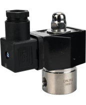 Клапан электромагнитный DN.ru VS331-ET-NO-24VDC 1/4″ Ду8 Ру10, соленоидный двухходовой, корпус - нержавеющая сталь 304, уплотнение - EPDM, резьбовой, нормально-открытый, прямого действия, катушка - 24В