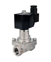 Клапан электромагнитный DN.ru VS731-PT-NC-220VAC 1/2″ Ду15 Ру10 соленоидный двухходовой, корпус - нержавеющая сталь 304, уплотнение - PTFE, внутренняя резьба, прямого действия, нормально закрытый, с нулевым перепадом давления, катушка - 220В