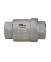 Клапан обратный DN.ru VCS3232P-T 1/2″ Ду15 Ру16 резьбовой, пружинный, корпус - нержавеющая сталь 316, диск - нержавеющая сталь 316, уплотнение - PTFE