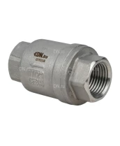 Клапан обратный DN.ru VCS3232P-T 1/2″ Ду15 Ру16 резьбовой, пружинный, корпус - нержавеющая сталь 316, диск - нержавеющая сталь 316, уплотнение - PTFE